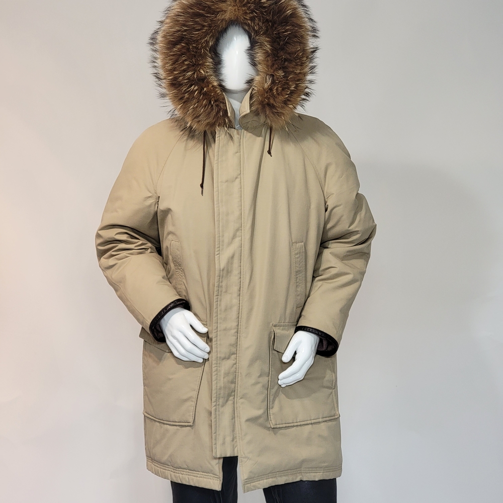 Men's Tan Parka with Finn Racoon Fur Hood